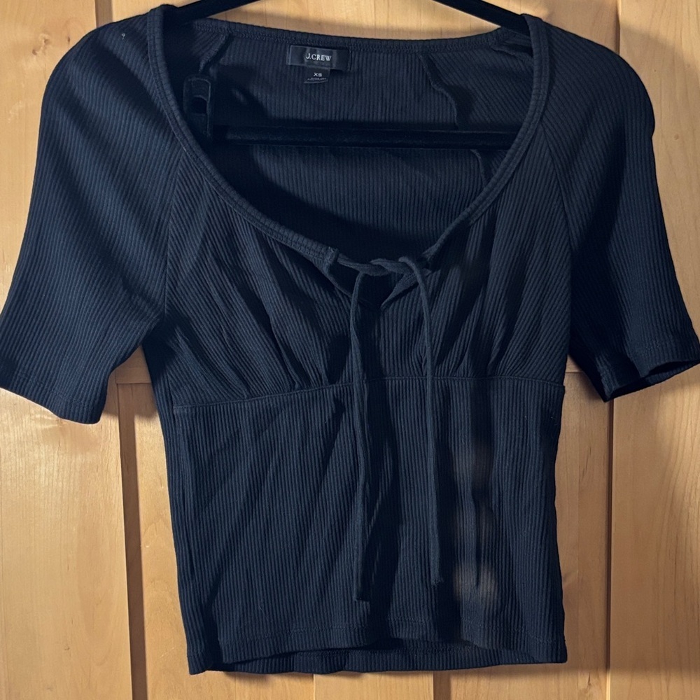 J. Crew Black Ribbed Crop Top